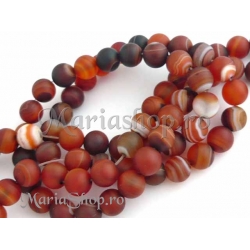 Agate frosted sfere - maro 8mm 3b